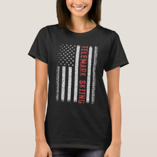 Telemark Skiing American Flag 4th Of July Ski Race T-Shirt