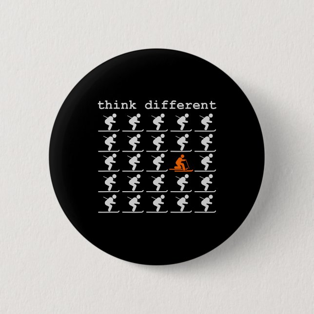 Telemark Skiing Free Your Heel - Think Different S 6 Cm Round Badge (Front)