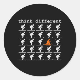Telemark Skiing Free Your Heel - Think Different S Classic Round Sticker