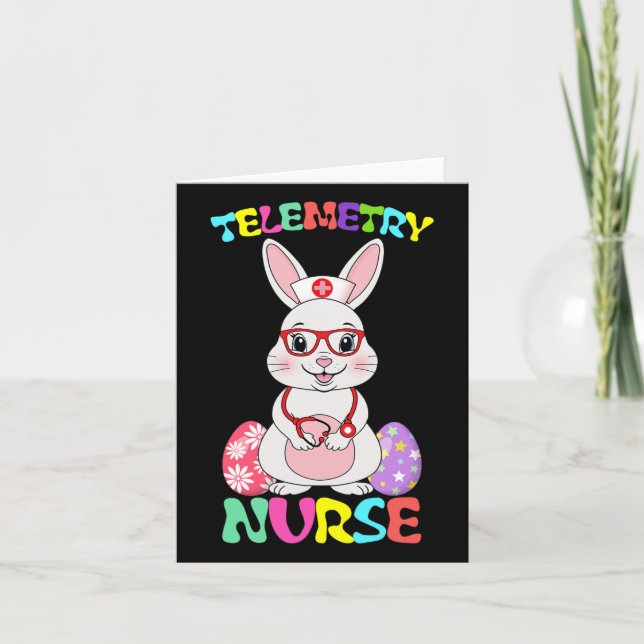Telemetry Nurse Bunny Easter Day Stethoscope Gles  Card (Front)