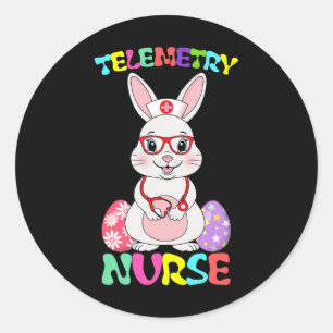 Telemetry Nurse Bunny Easter Day Stethoscope Gles Classic Round Sticker