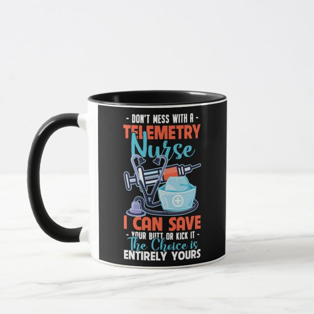 Telemetry Nurse Life Funny Telemetry Nursing Mug (Left)