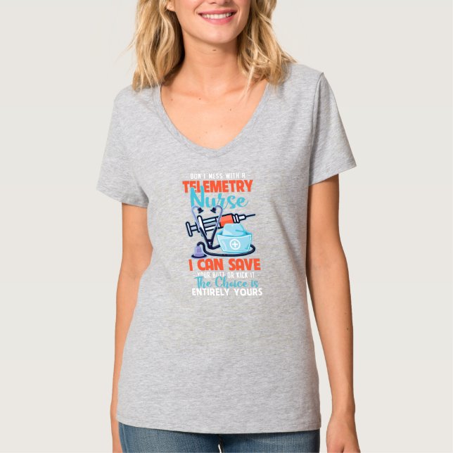 Telemetry Nurse Life Funny Telemetry Nursing T-Shirt (Front)