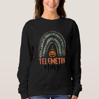 Telemetry Nurse Nursing Scary Halloween Rainbow Pu Sweatshirt