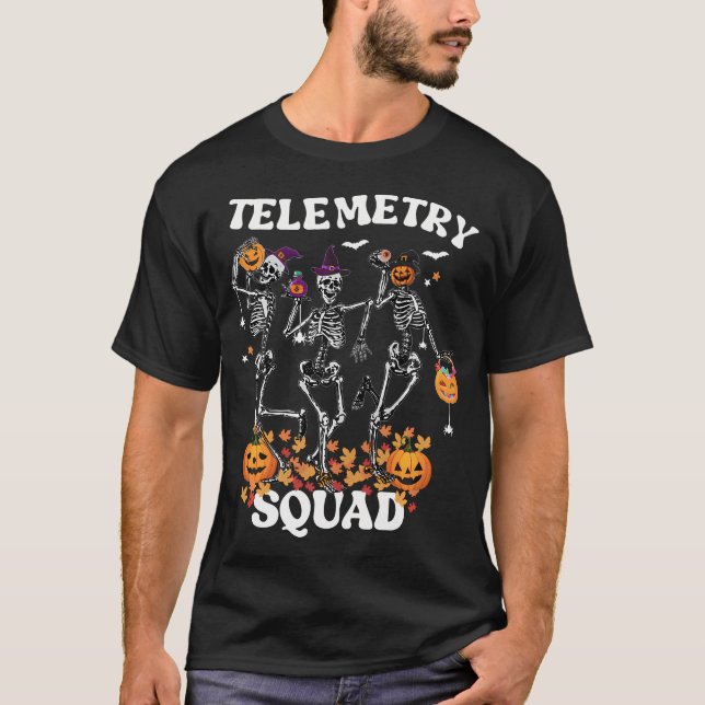 Telemetry Nurse Squad Medical Nursing Skeleton Dan T-Shirt (Front)