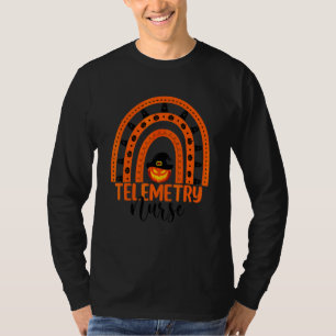 Telemetry Nursing Halloween Pumpkin Rainbow Teleme T-Shirt