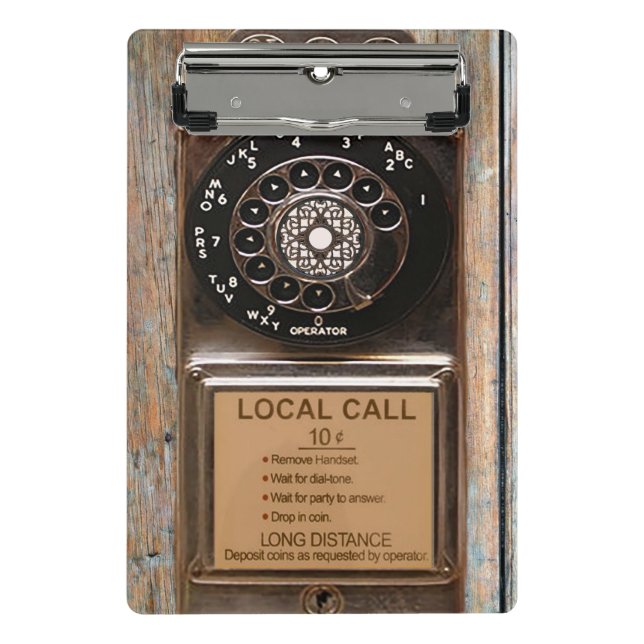 Telephone antique rotary pay phone rugged mini clipboard (Front)