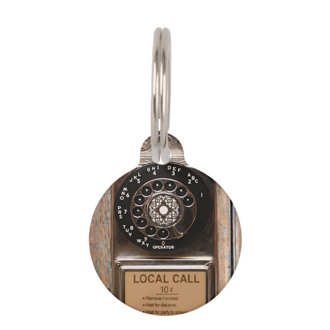 Telephone antique rotary pay phone rugged pet tag (Front)