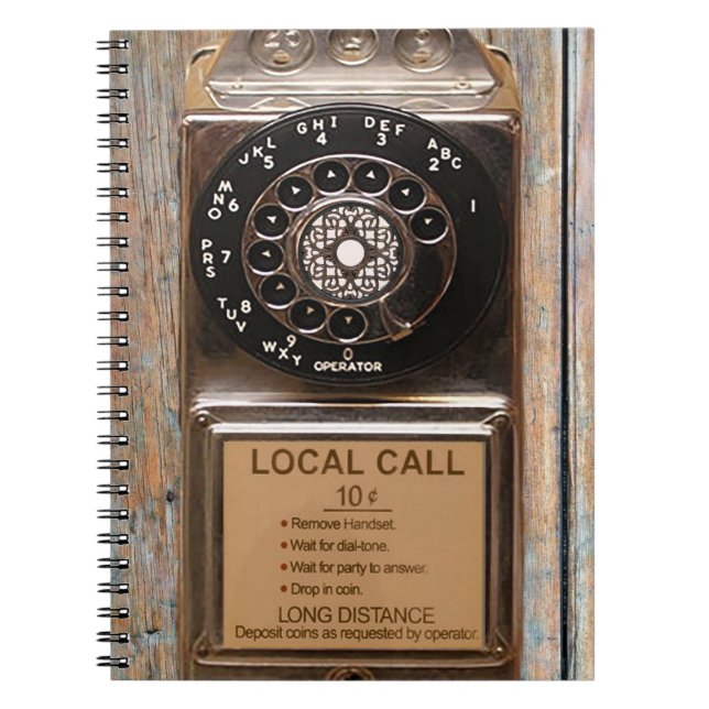 Telephone antique rotary pay phone rugged spiral notebook (Front)