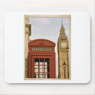 Telephone Box and Tower of Big Ben Mouse Pad