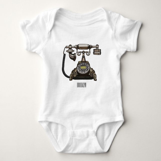 Telephone cartoon illustration baby bodysuit (Front)