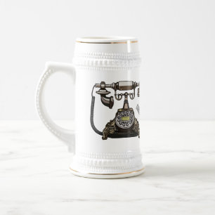 Telephone cartoon illustration beer stein