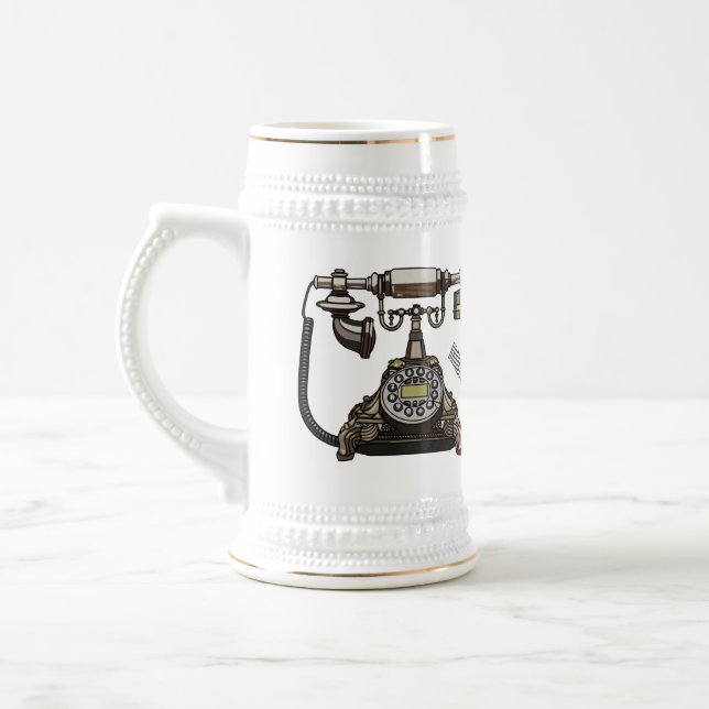 Telephone cartoon illustration beer stein (Left)