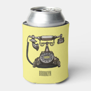Telephone cartoon illustration can cooler
