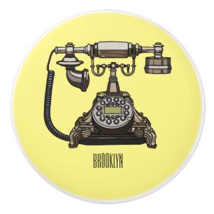 Telephone cartoon illustration ceramic knob