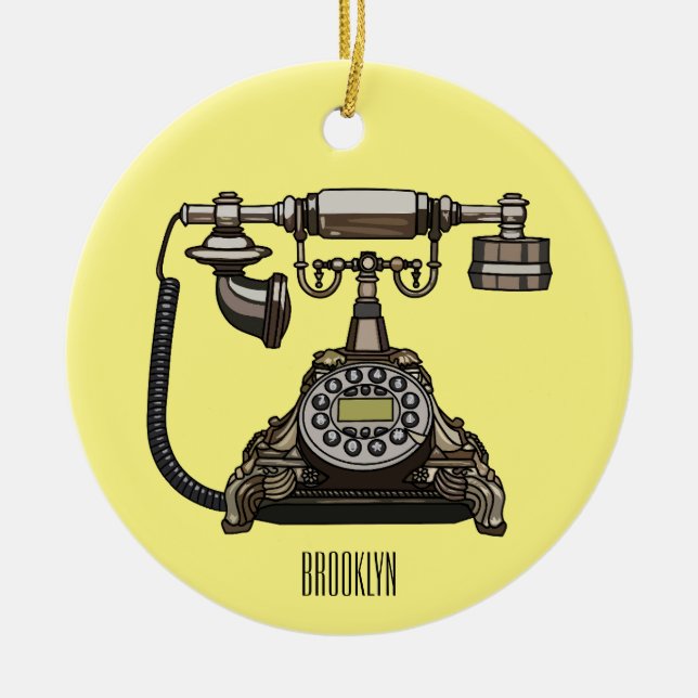 Telephone cartoon illustration ceramic tree decoration (Front)