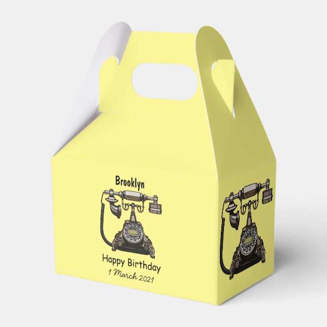 Telephone cartoon illustration favour box (Front Side)