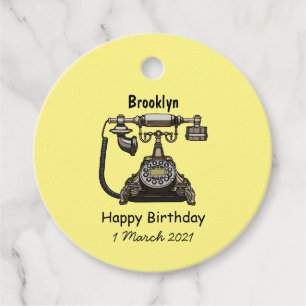 Telephone cartoon illustration favour tags