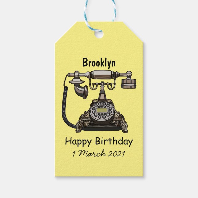 Telephone cartoon illustration gift tags (Front)
