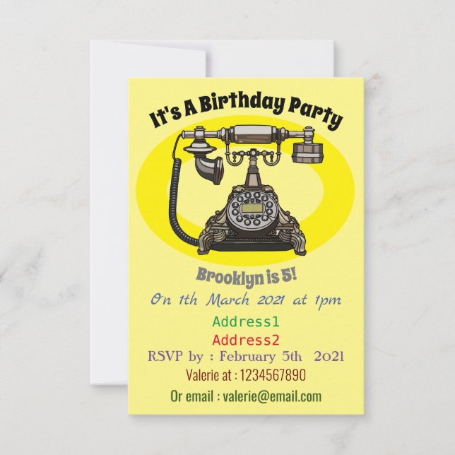Telephone cartoon illustration invitation (Front)