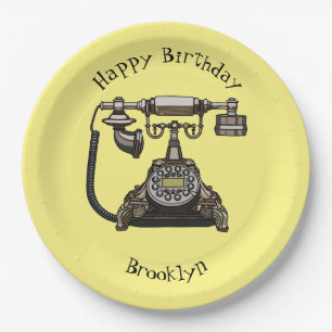 Telephone cartoon illustration paper plate