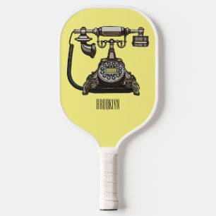Telephone cartoon illustration pickleball paddle