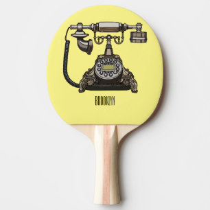 Telephone cartoon illustration ping pong paddle