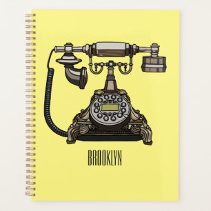 Telephone cartoon illustration planner