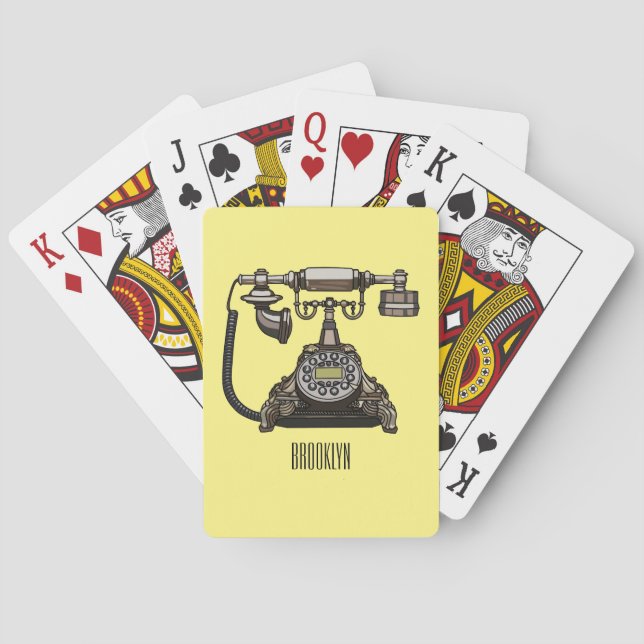 Telephone cartoon illustration playing cards (Back)