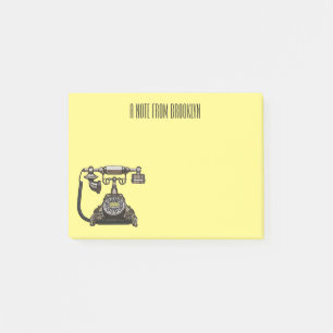 Telephone cartoon illustration post-it notes