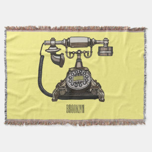 Telephone cartoon illustration throw blanket