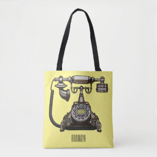Telephone cartoon illustration tote bag