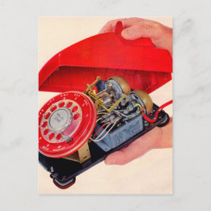 telephone guts revealed postcard