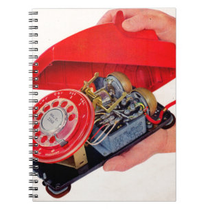 telephone guts revealed spiral notebook