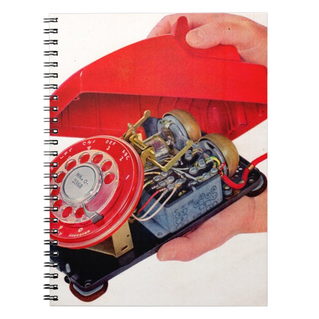 telephone guts revealed spiral notebook (Front)