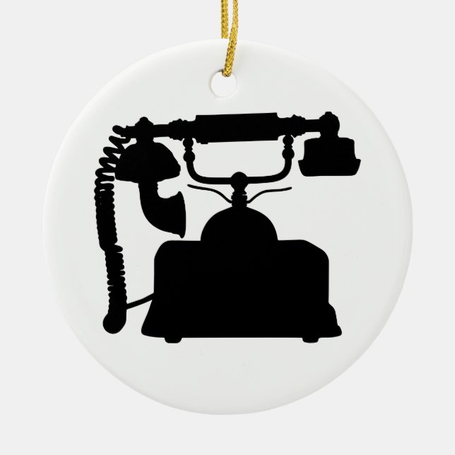 Telephone Silhouette Ceramic Tree Decoration (Front)
