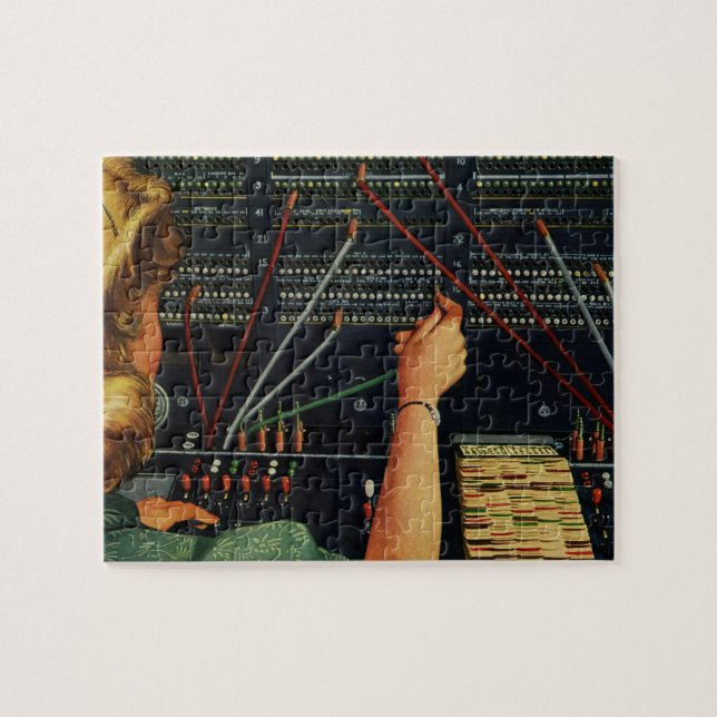 Telephone Switchboard Operator, Vintage Business Jigsaw Puzzle (Horizontal)