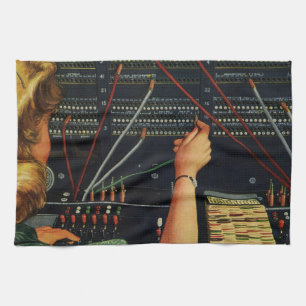 Telephone Switchboard Operator, Vintage Business Tea Towel