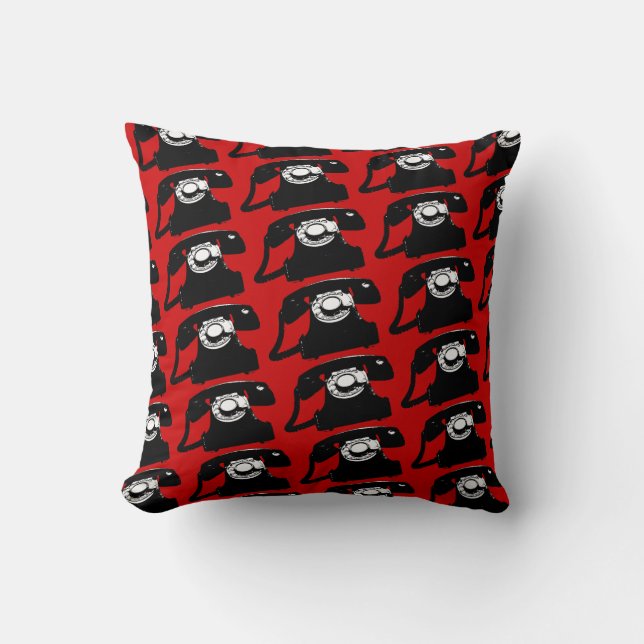 Telephones retro pattern cushion (Front)