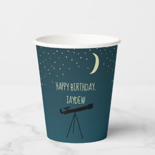 Telescope and Night Sky Astronomy Themed Paper Cups
