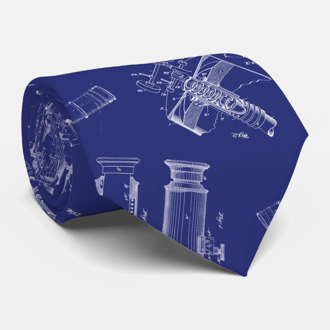 Telescope Blueprints Neck Tie (Rolled)