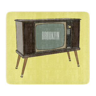 Television cartoon illustration cutting board