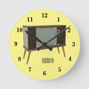 Television cartoon illustration round clock