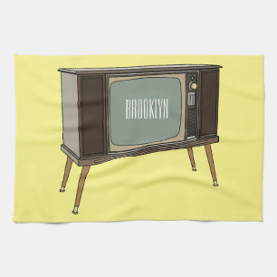 Television cartoon illustration tea towel