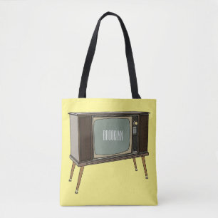 Television cartoon illustration tote bag