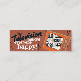 Television Makes Everyone Happy! Copper Brown Mini Business Card