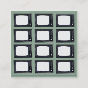 Television Old Classic Retro TV Pattern Square Business Card