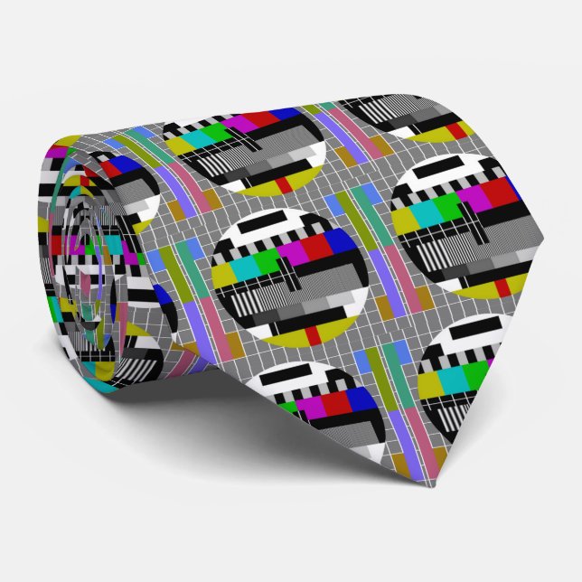 Television Test Card Closedown Pattern Tie (Rolled)