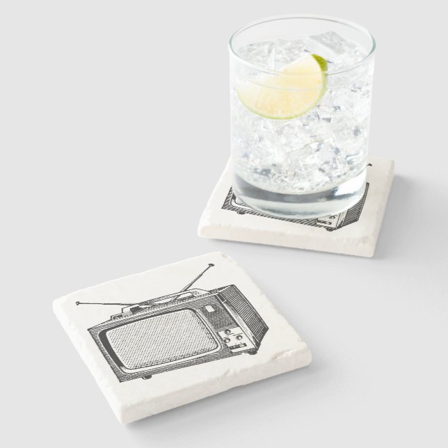 Televisor Vintage Illustration retirement Coaster (Side)