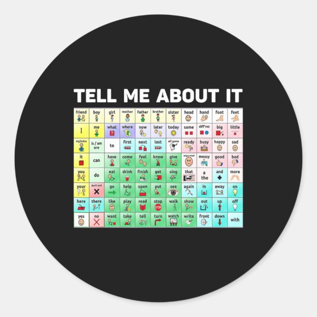 Tell Me About It Speech Language Pathology Aac Spe Classic Round Sticker (Front)